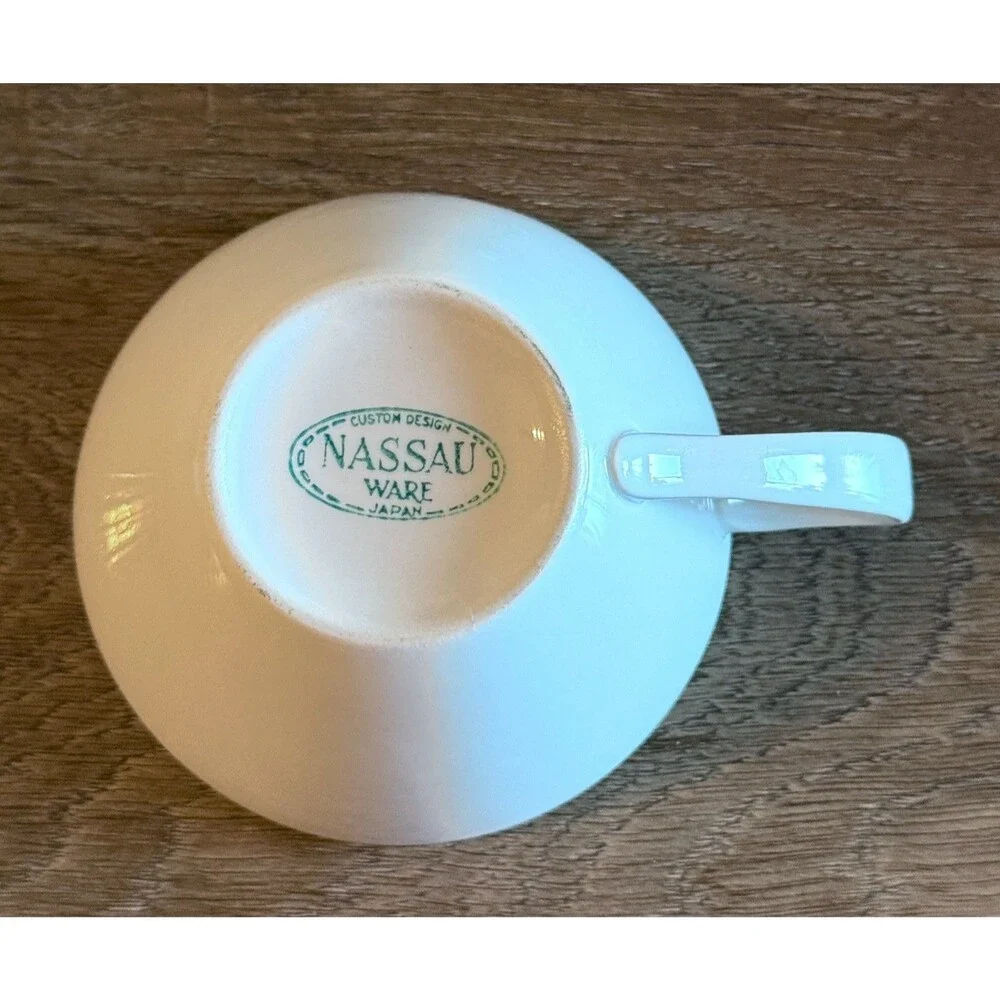 Nassau Ware Japan Custom Design White Ceramic Tea Cup Vintage